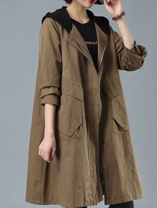 Street-Wave Warm Long Coat For Women Autumn Winter Cozy Insulated Hooded Overcoat