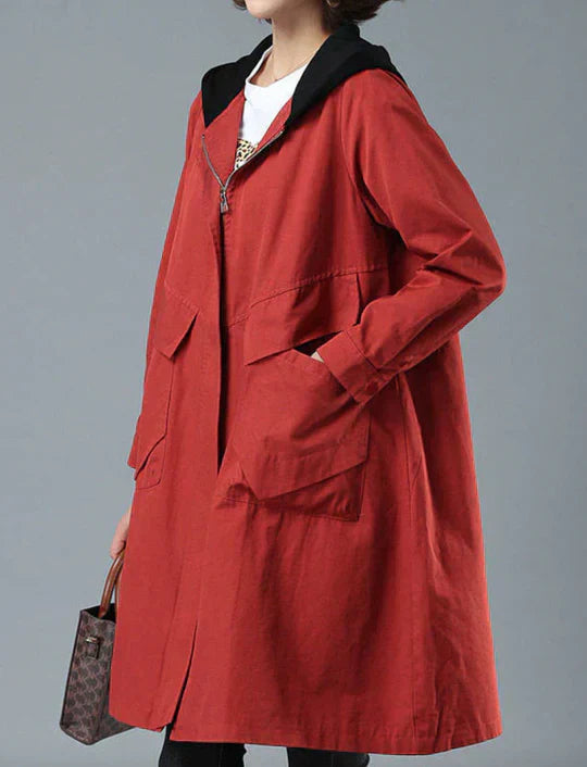 Street-Wave Warm Long Coat For Women Autumn Winter Cozy Insulated Hooded Overcoat