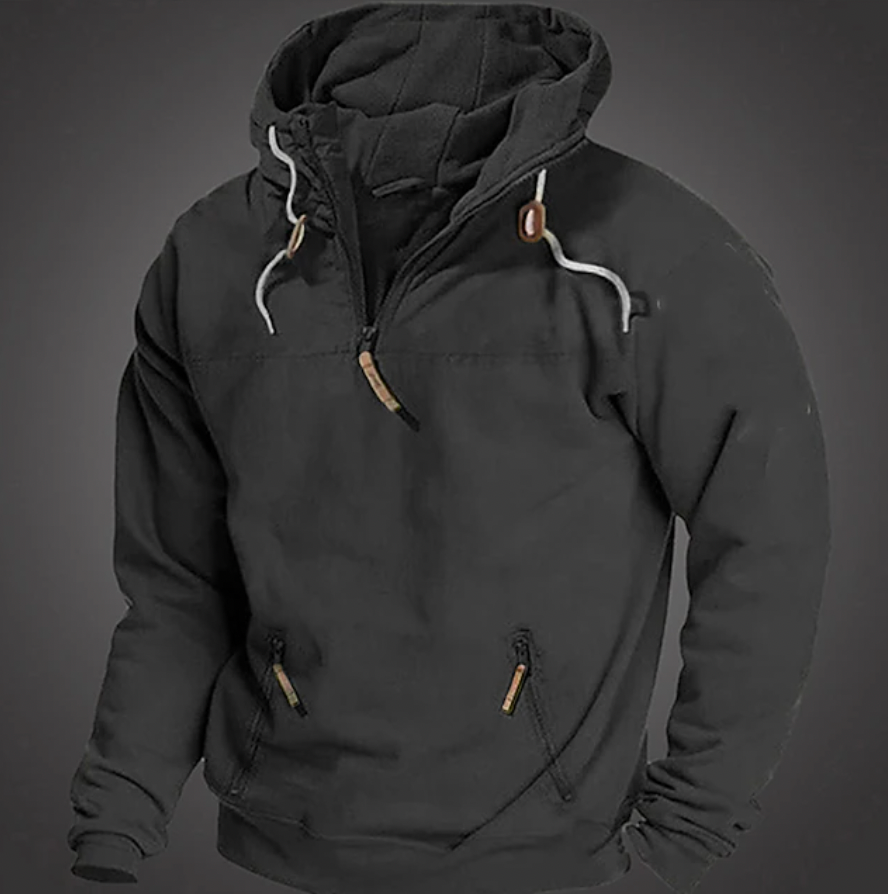 Doug Mens Casual Hoodie Street Wave Drawstring Hood Pockets