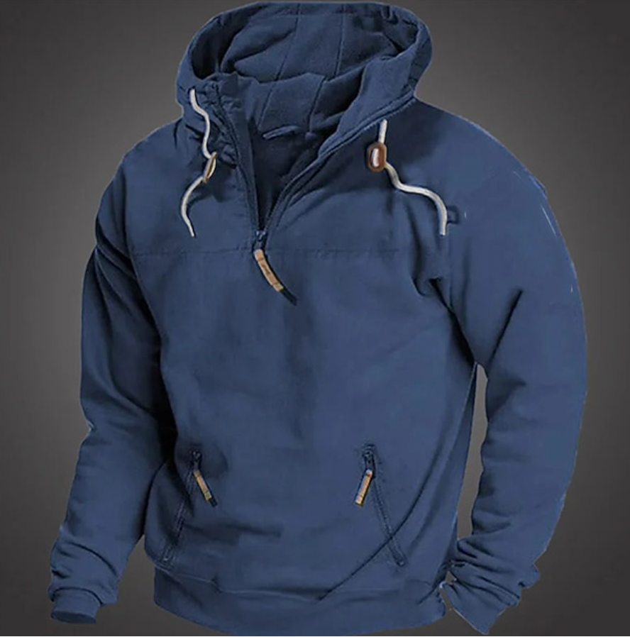 Doug Mens Casual Hoodie Street Wave Drawstring Hood Pockets