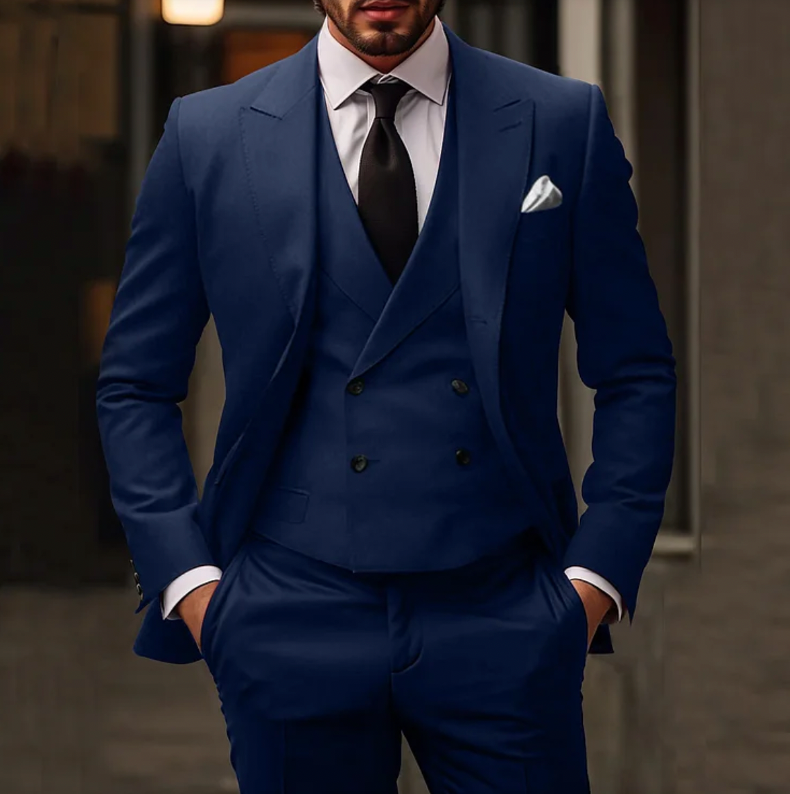 Streetwave Mens Three Piece Suit Set Blazer Vest Pants Elegant Formal Ensemble For Business Professionals