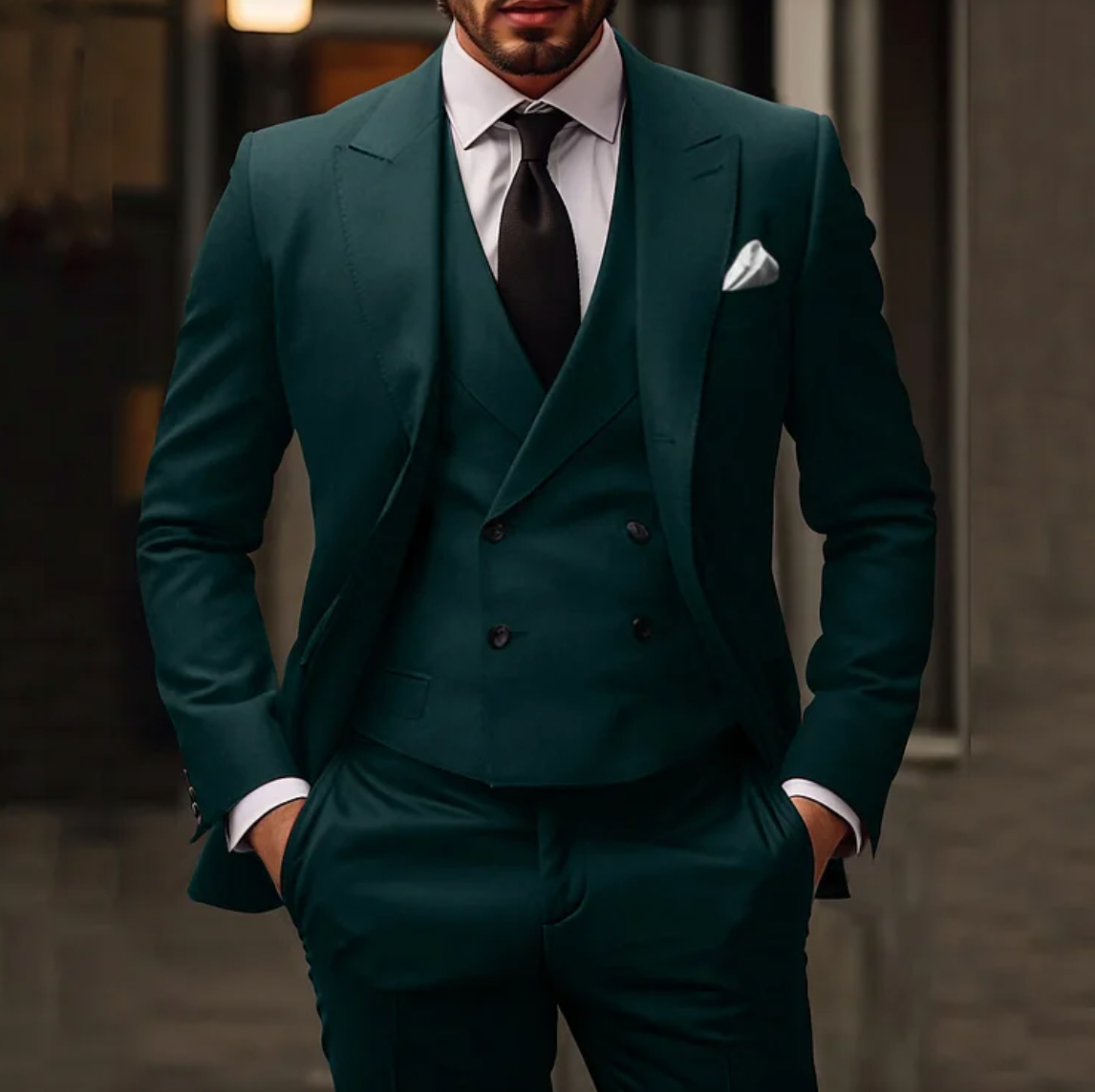 Streetwave Mens Three Piece Suit Set Blazer Vest Pants Elegant Formal Ensemble For Business Professionals
