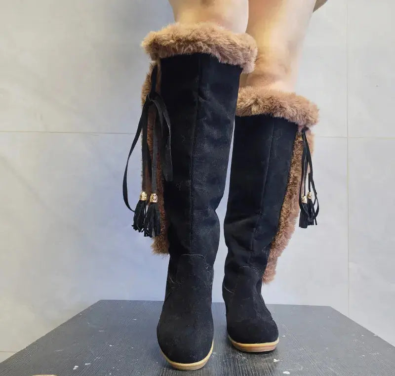 Street-Wave Knee High Boots for Women Warm Plush Lined Comfort