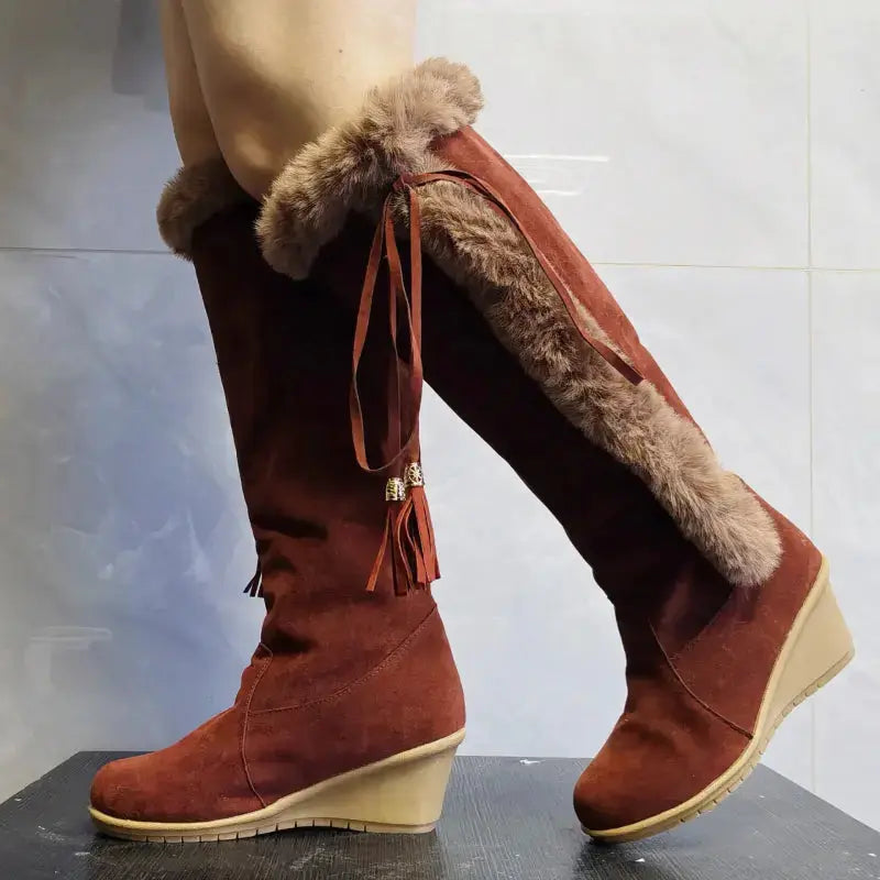 Street-Wave Knee High Boots for Women Warm Plush Lined Comfort