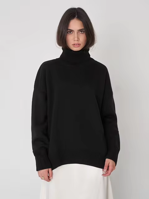 Street Wave Loose Fit Rollneck Sweater For Cozy Warmth And Soft Knit Comfort Women Everyday Casual Style