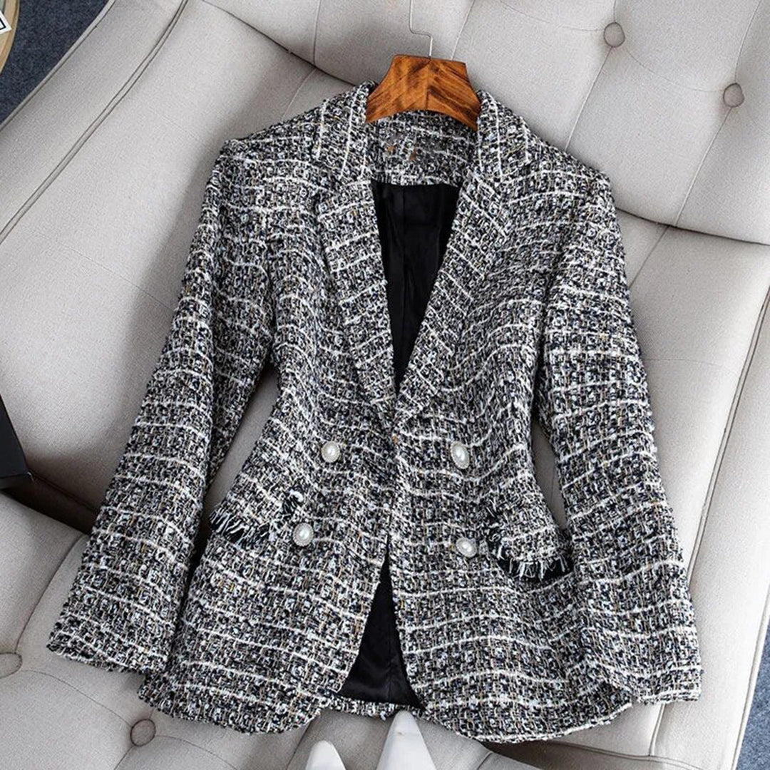 Street-wave Tweed Blazer For Fall Women Elegant Modern Craftsmanship Versatile Wardrobe Essential