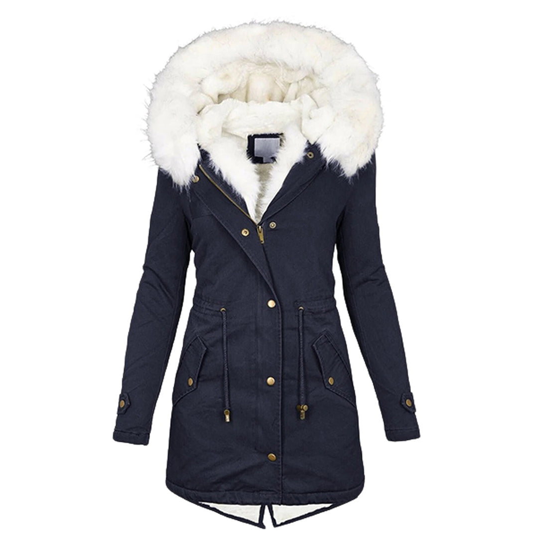 Street Wave Womens Parka Coat With Faux Fur Hood Windproof Warm Winter Outerwear For Chic Everyday Style