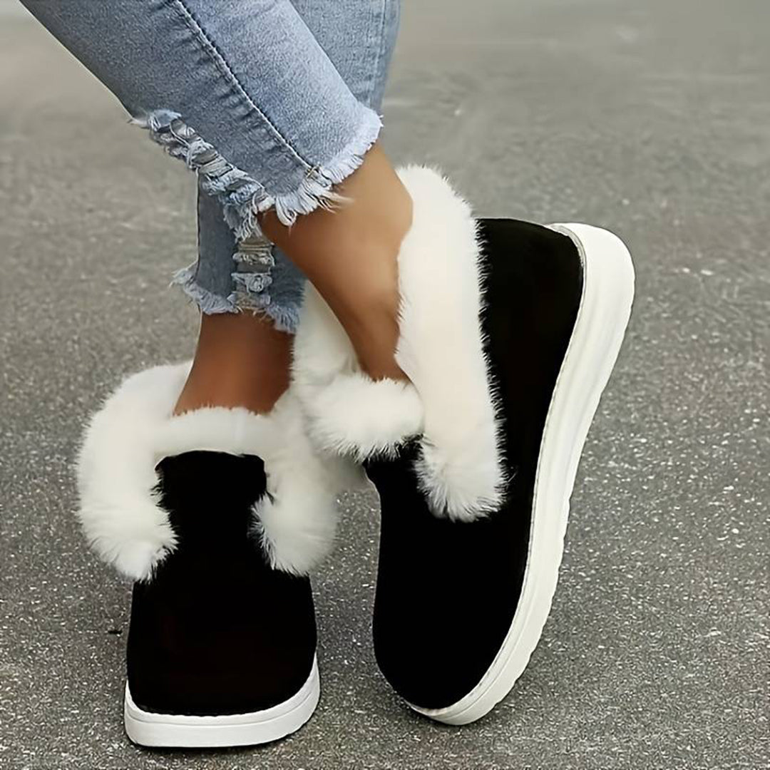 Street-Wave Velvet Snow Boots For Women - Cozy Warm Faux Fur Lined Winter Slippers