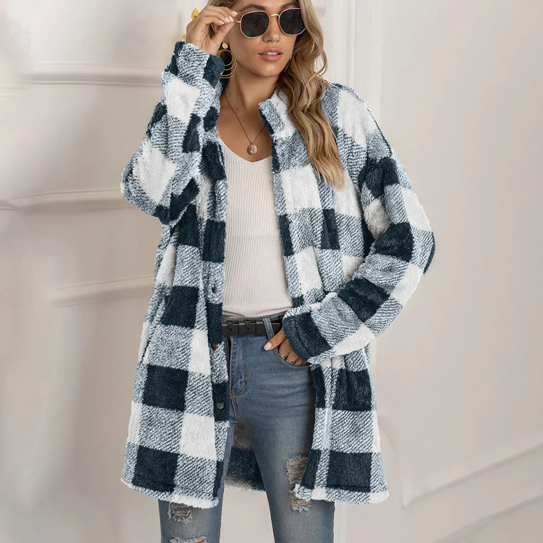 Street Wave Cozy Plaid Jacket for Women With Soft Plush Warmth And Functional Pockets