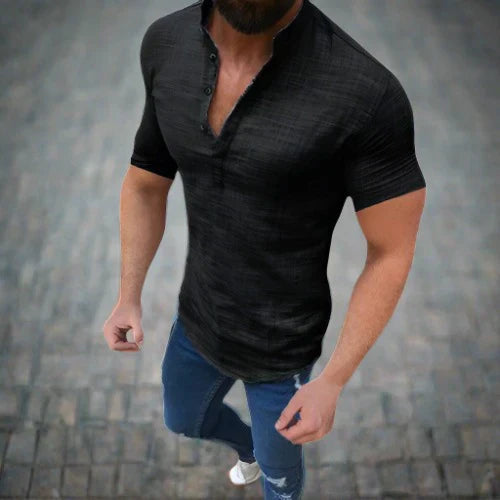 Darren Linen Shirt For Men With V Neck Lightweight Breathable Everyday Casual Style