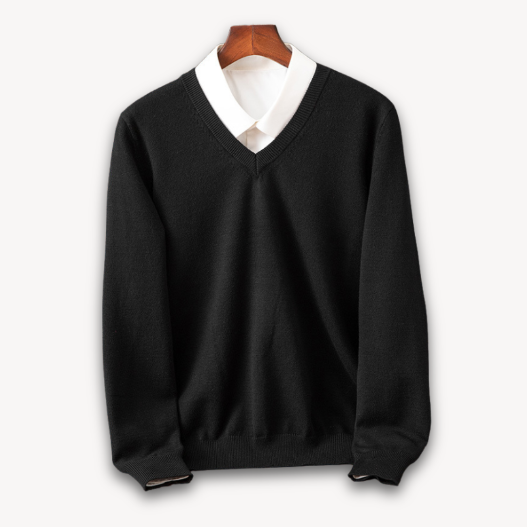 Street-Wave Men's V Neck Slim Fit Sweater In Soft Knit With Ribbed Edges For Versatile Style