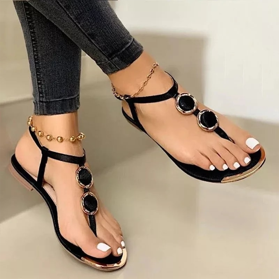 Street-Wave Uri Sandals For Women Luxurious Comfort All Day With Black Gem Straps
