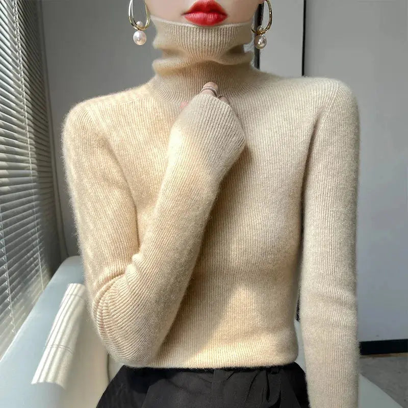 Street Wave Cozy Turtleneck Sweater for Women Soft Knit Relaxed Fit Stylish