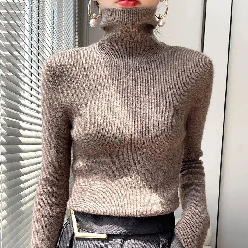 Street Wave Cozy Turtleneck Sweater for Women Soft Knit Relaxed Fit Stylish