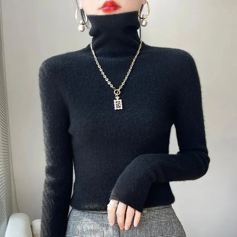 Street Wave Cozy Turtleneck Sweater for Women Soft Knit Relaxed Fit Stylish