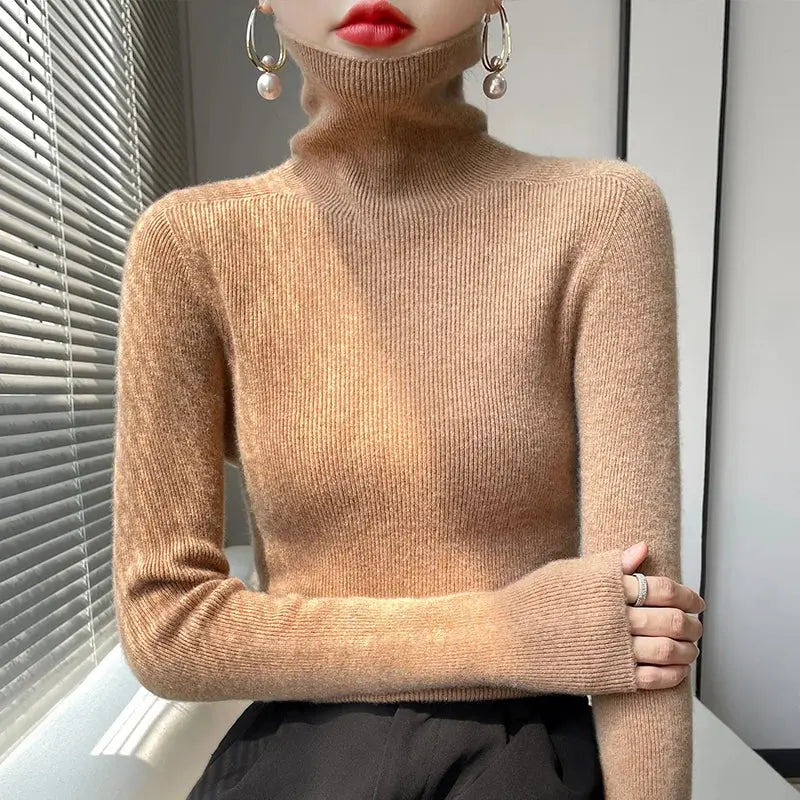 Street Wave Cozy Turtleneck Sweater for Women Soft Knit Relaxed Fit Stylish