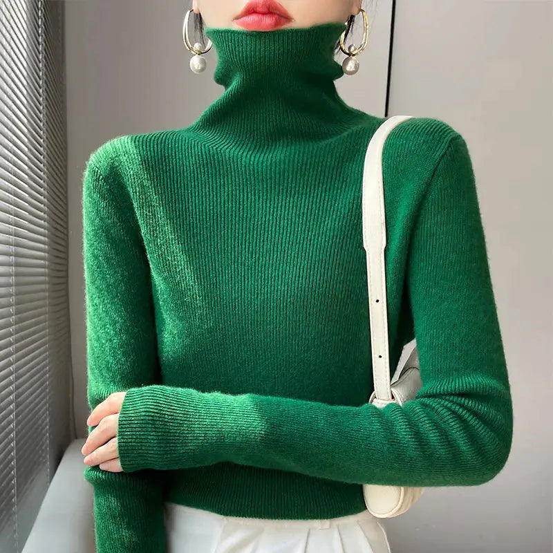 Street Wave Cozy Turtleneck Sweater for Women Soft Knit Relaxed Fit Stylish