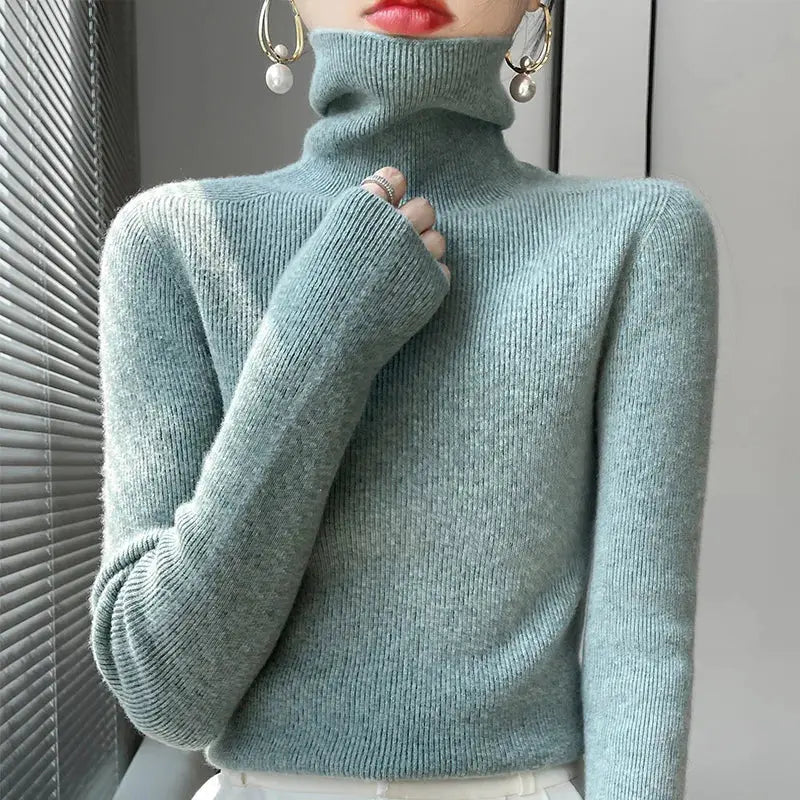 Street Wave Cozy Turtleneck Sweater for Women Soft Knit Relaxed Fit Stylish