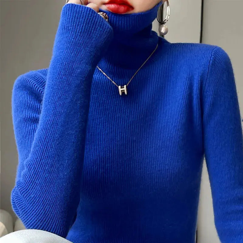 Street Wave Cozy Turtleneck Sweater for Women Soft Knit Relaxed Fit Stylish