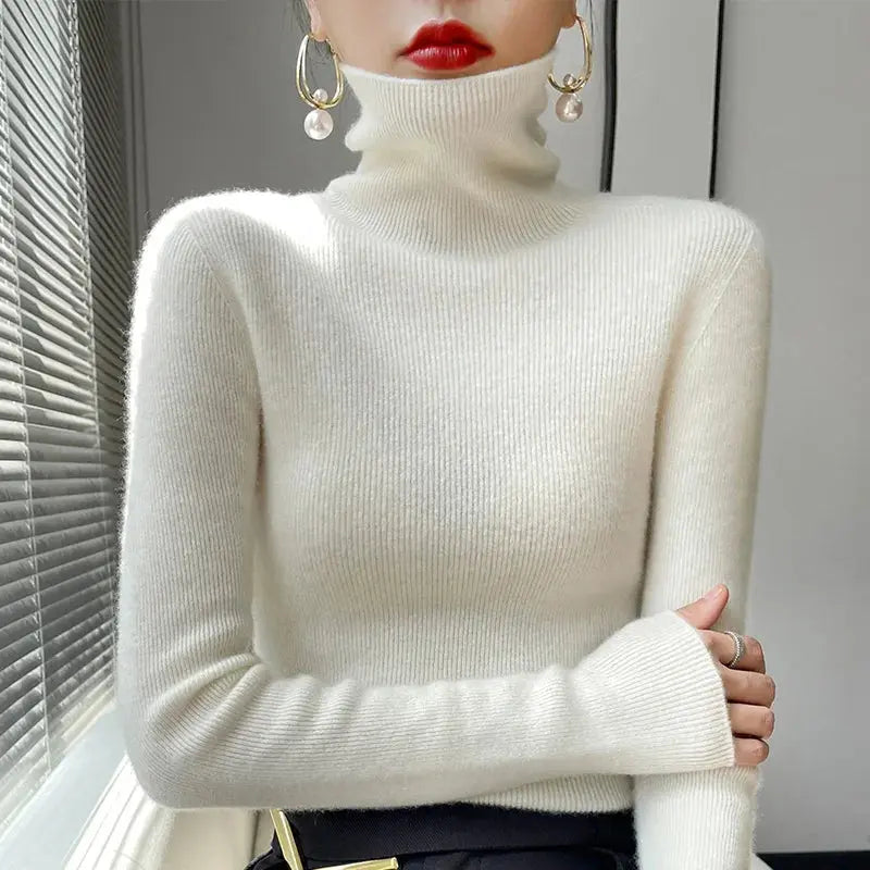 Street Wave Cozy Turtleneck Sweater for Women Soft Knit Relaxed Fit Stylish