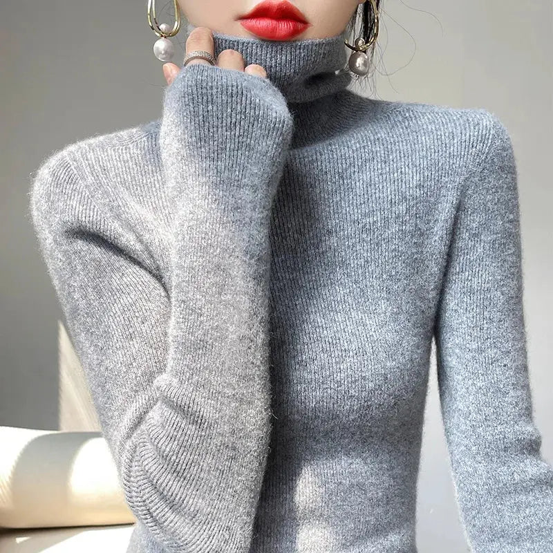 Street Wave Cozy Turtleneck Sweater for Women Soft Knit Relaxed Fit Stylish
