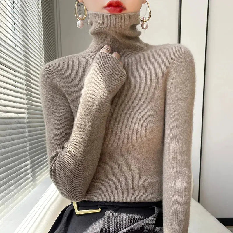 Street Wave Cozy Turtleneck Sweater for Women Soft Knit Relaxed Fit Stylish
