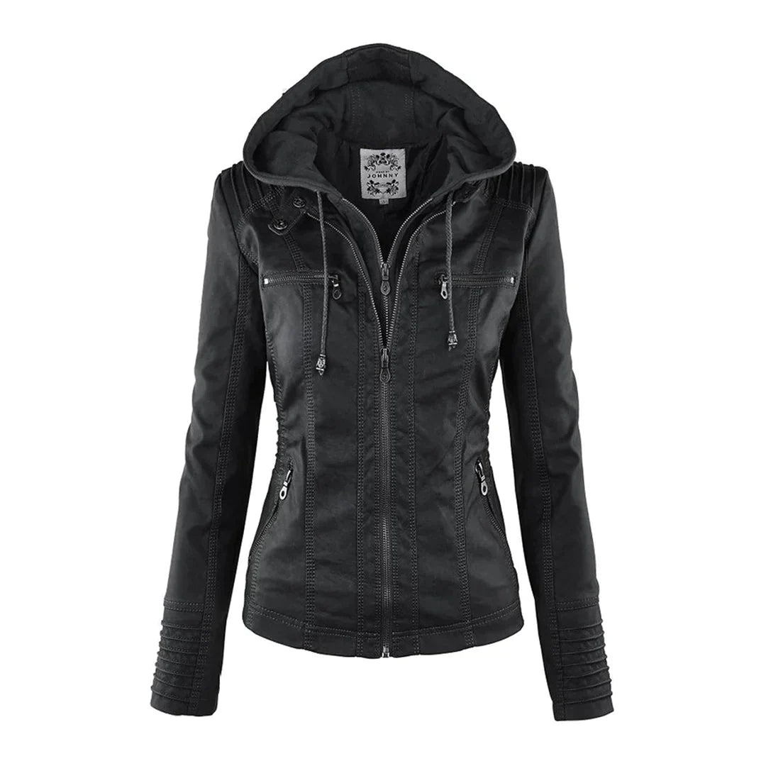 Street-Wave Leather Motorcycle Jacket With Hood For Urban Riders Premium Soft Leather Sleek Fit