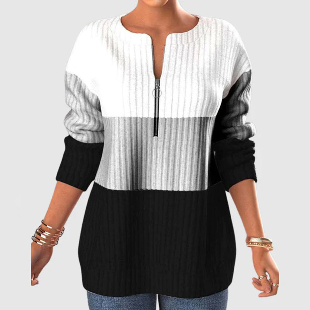 Street Wave Cozy Gradient Knit Pullover For Women Soft Warm Winter Sweater With Plush Comfort