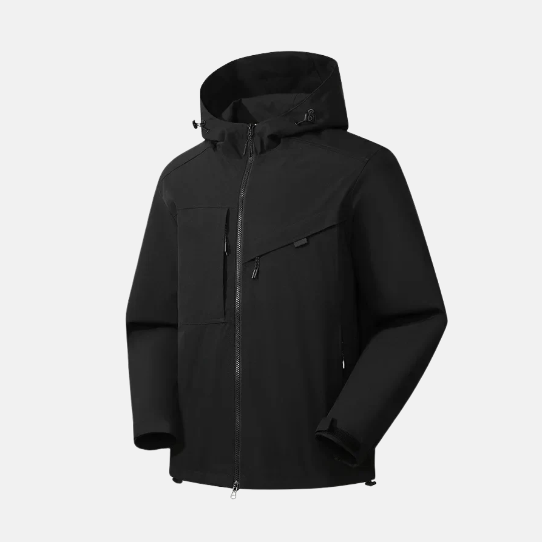 Street-Wave Men’s Weather Resistant Hooded Jacket With Relaxed Fit Zip Pockets And Adjustable Hem