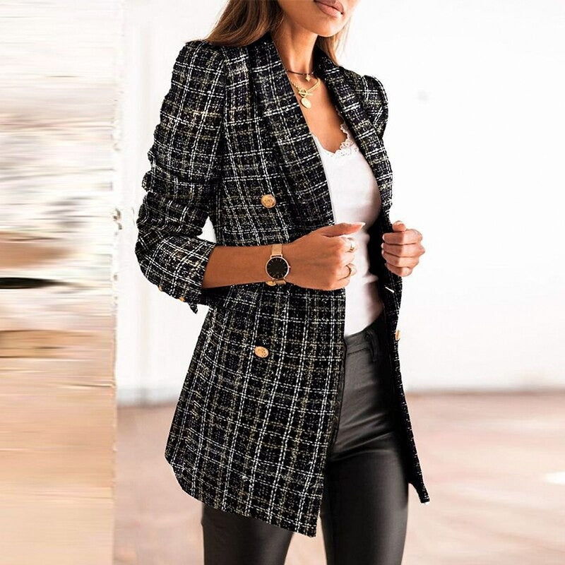 Street-Wave Plaid Blazer For Women Versatile Everyday Wear With Premium Craftsmanship