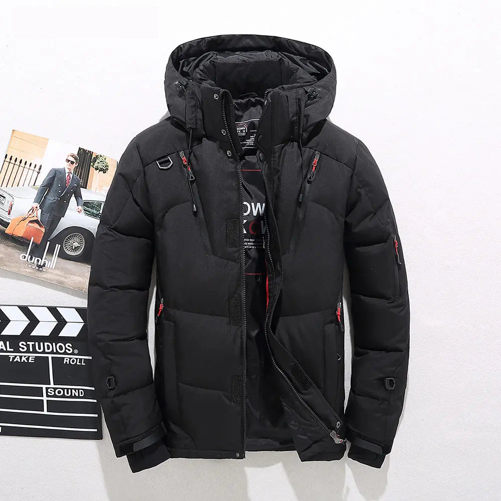Street-Wave Puffer Jacket For Men With Detachable Hood And Storm Flap