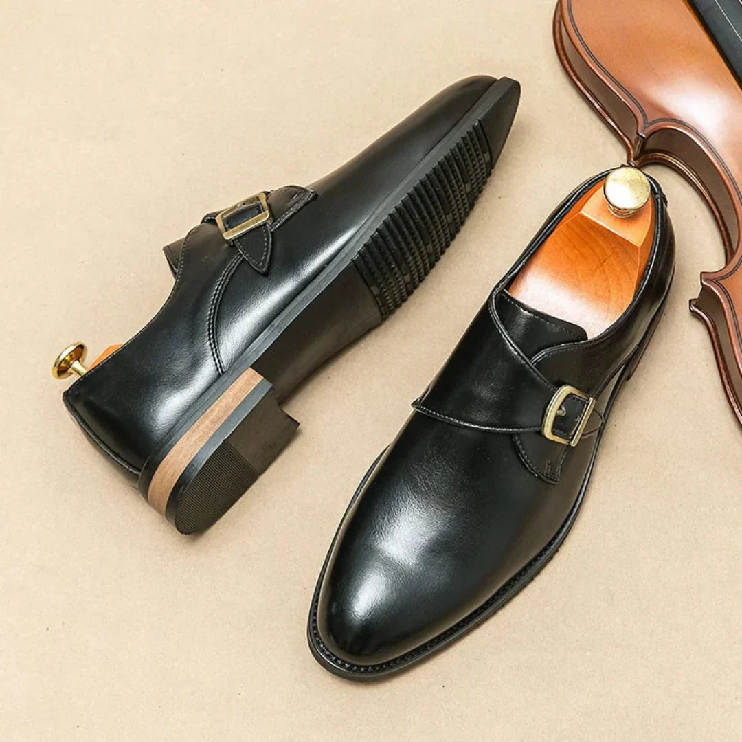 Blaine Arc Monk Shoes By Street-Wave Premium Buckle Strap Dress Shoes With Rubber Grip Sole For Office And Formal Events