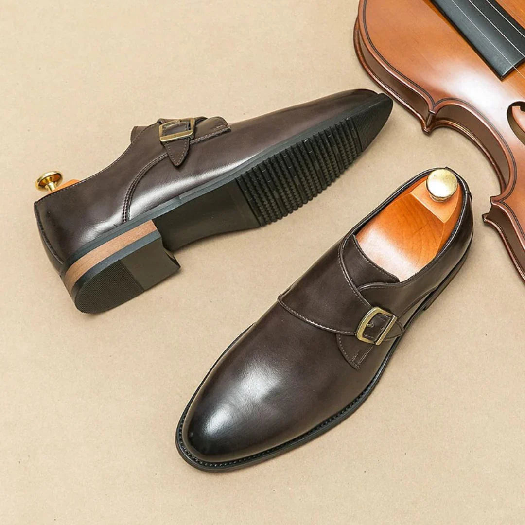 Blaine Arc Monk Shoes By Street-Wave Premium Buckle Strap Dress Shoes With Rubber Grip Sole For Office And Formal Events