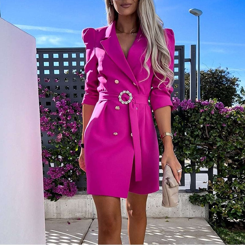 Lush Luxurious Blazer Dress For Women Belted Chic Office To Evening Versatile For Meetings And Events