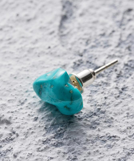 Boucles d'oreilles à tige asymétriques en argent sterling bleu et turquoise pour hommes et femmes - Street-Wave