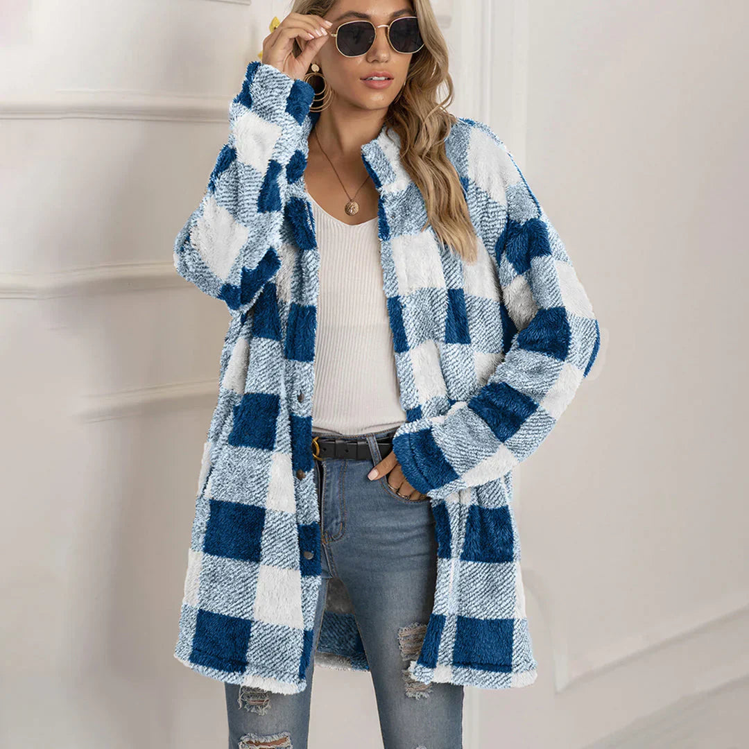Street Wave Cozy Plaid Jacket for Women With Soft Plush Warmth And Functional Pockets