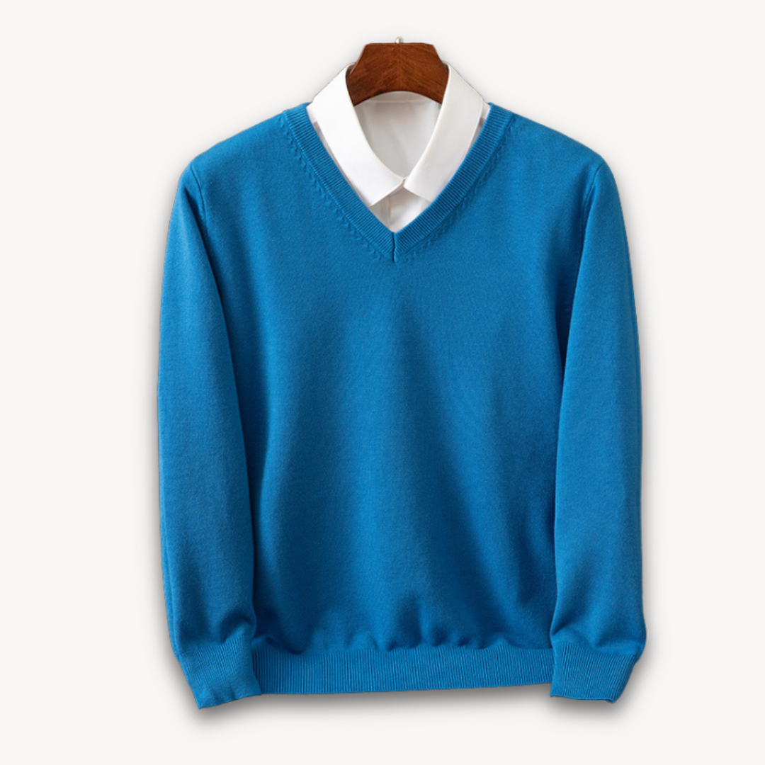Street-Wave Men's V Neck Slim Fit Sweater In Soft Knit With Ribbed Edges For Versatile Style