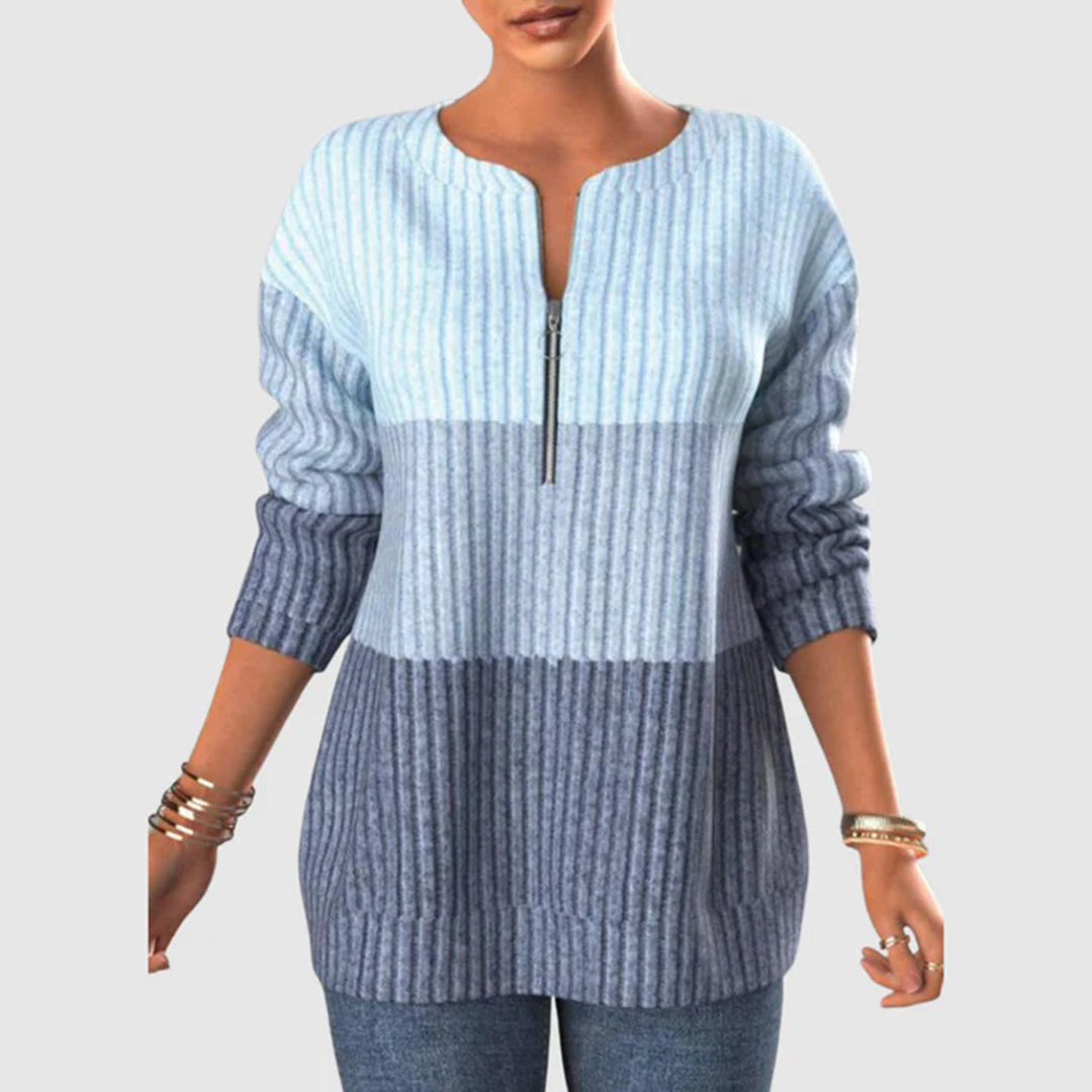 Street Wave Cozy Gradient Knit Pullover For Women Soft Warm Winter Sweater With Plush Comfort