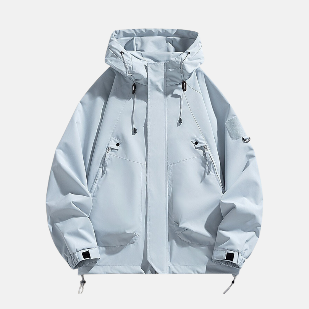 Mens Utility Jacket With Relaxed Fit And Water Resistant Technical Fabric And Multi Pocket Design
