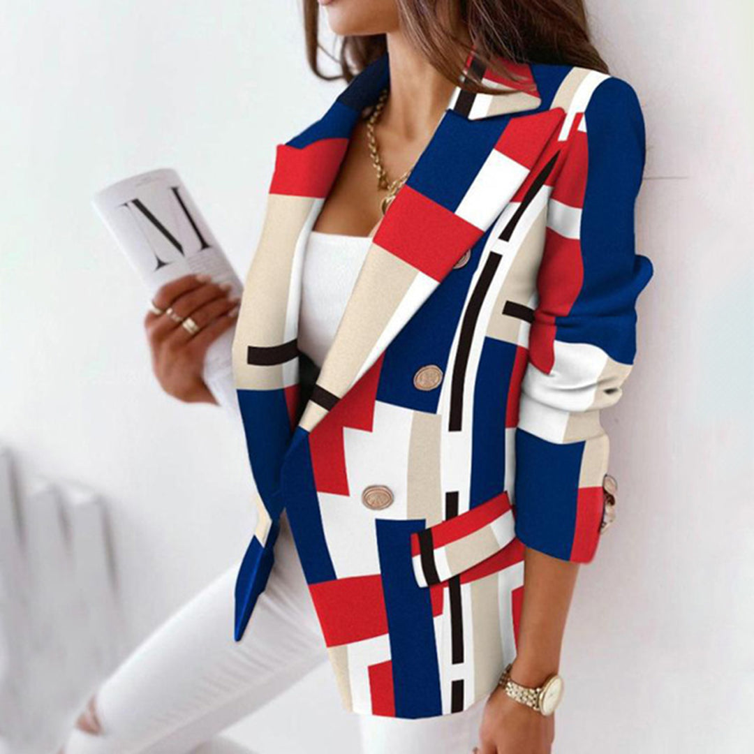 Street-Wave Womens Plaid Blazer With Minimalist Pattern Chic Warmth And Versatility