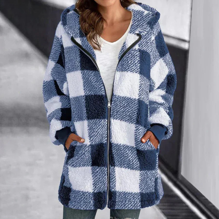 Street-wave Luxurious Plaid Oversized Hoodie For Fashion Forward Loungers With Plush Comfort
