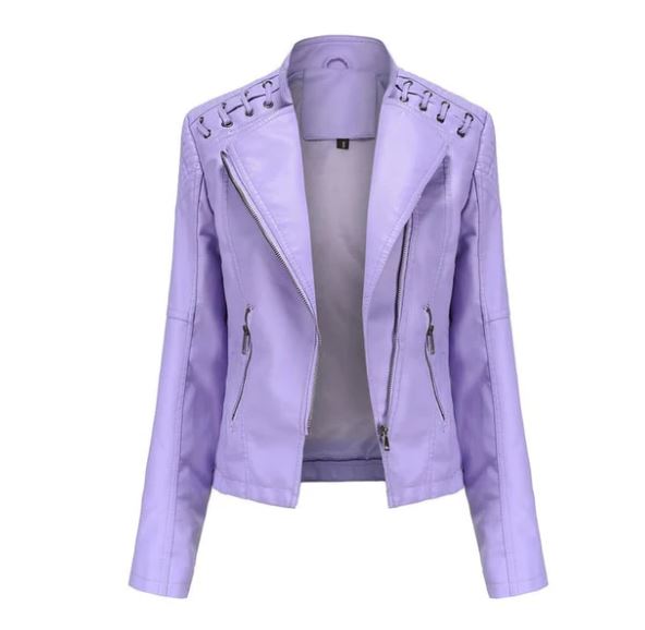Street-wave Lambskin Leather Jacket For Fall Women Vintage Inspired Office Ready Hidden Zipper