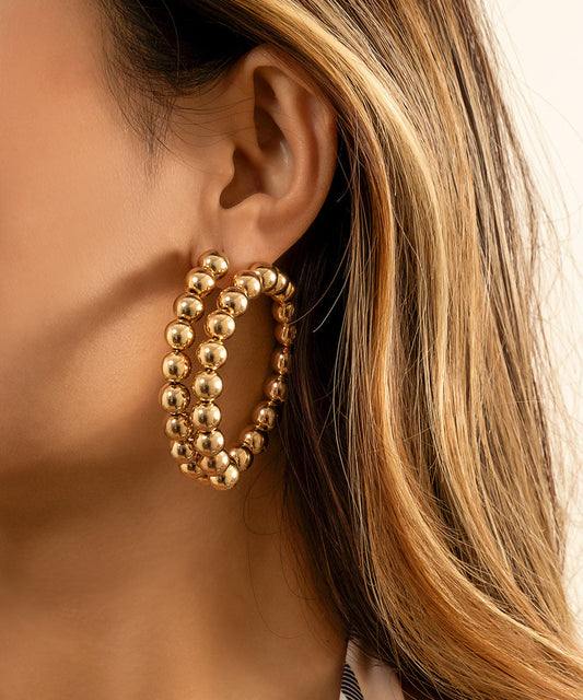 Boucles d'oreilles créoles bohèmes en alliage de métal doré - Street-Wave