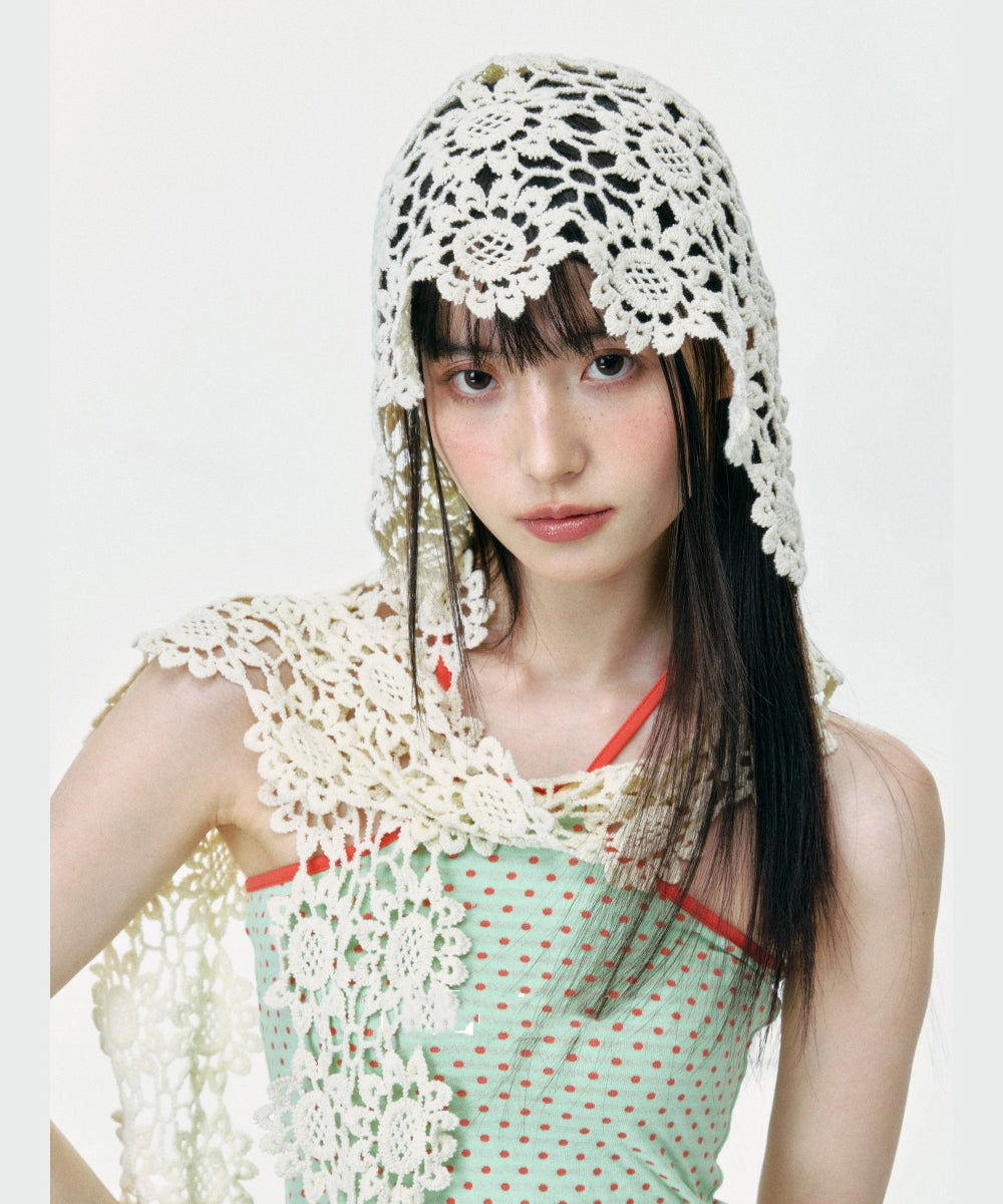 Bonnet boonie bohème en tricot à fleurs ajourées pour l'été - Street-Wave