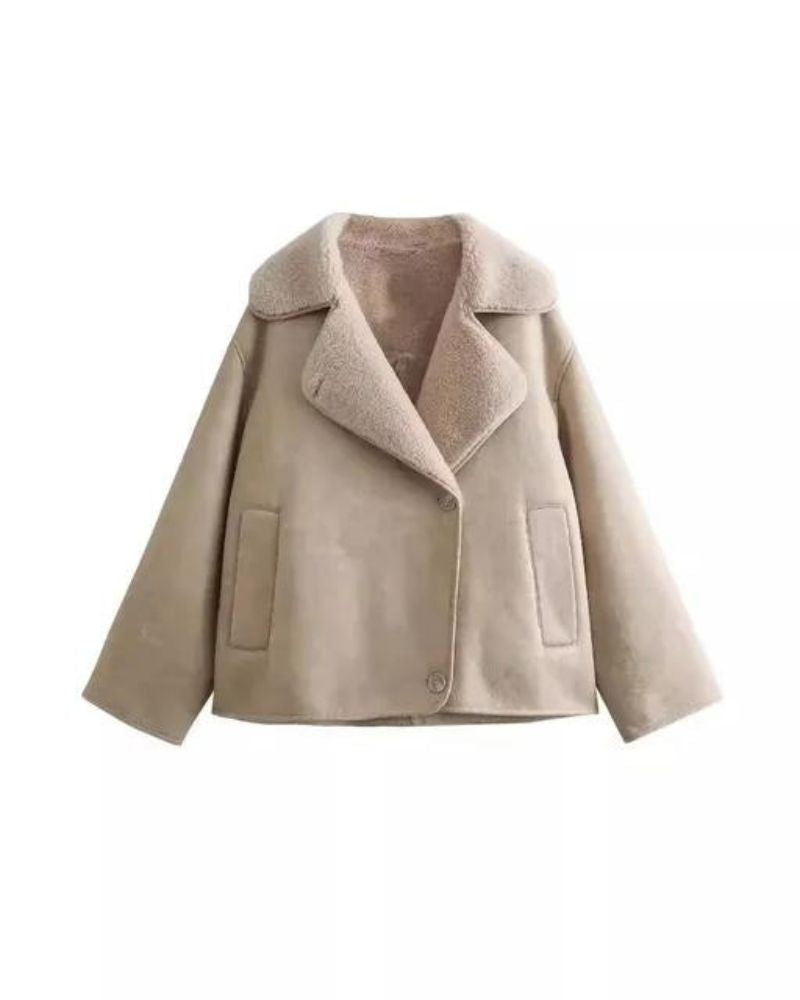 Street-wave Shearling Jacket For Women Warm Cozy Winter Essential Stylish Outerwear