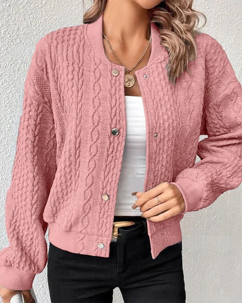 Street-wave Cable Knit Cardigan for Women Warm Cozy Winter Essential with Button Front