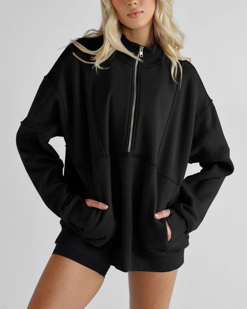Street-Wave Zip Henley Fleece Pullover For Women Ultra Soft Cozy Warmth And Comfort