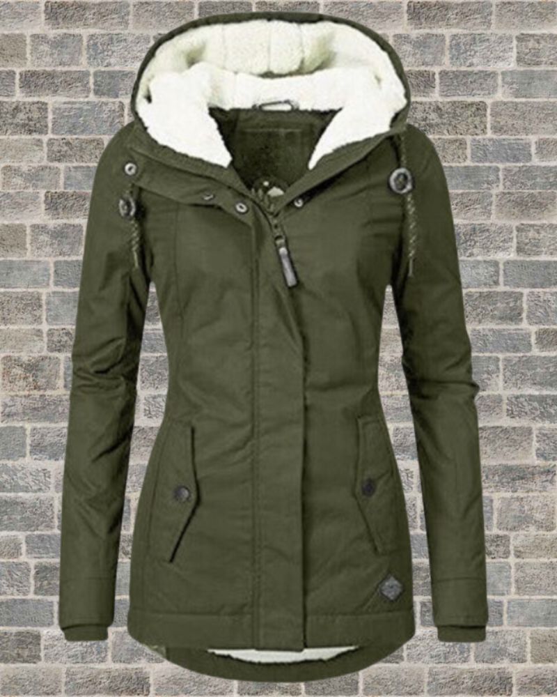 Streetwave Pleated Cotton Hooded Coat For Women Warm Winter Comfort With Plush Lined Hood