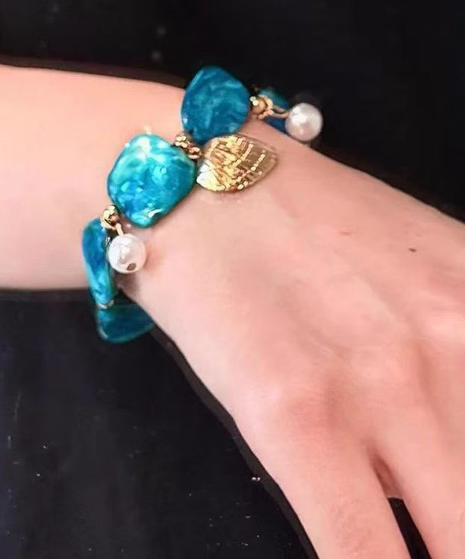 Bracelet à breloques asymétriques en alliage bleu bohème avec coquillages pour les fêtes - Street-Wave