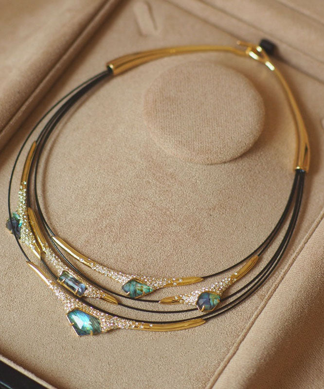 Collier ras du cou bohème à plusieurs couches, patchwork de zircons dorés et cuivre, colorblock bohème - Street-Wave